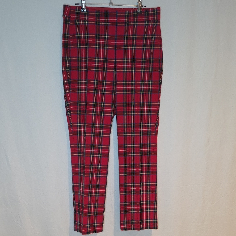 J. Crew Women's Red Plaid Trousers